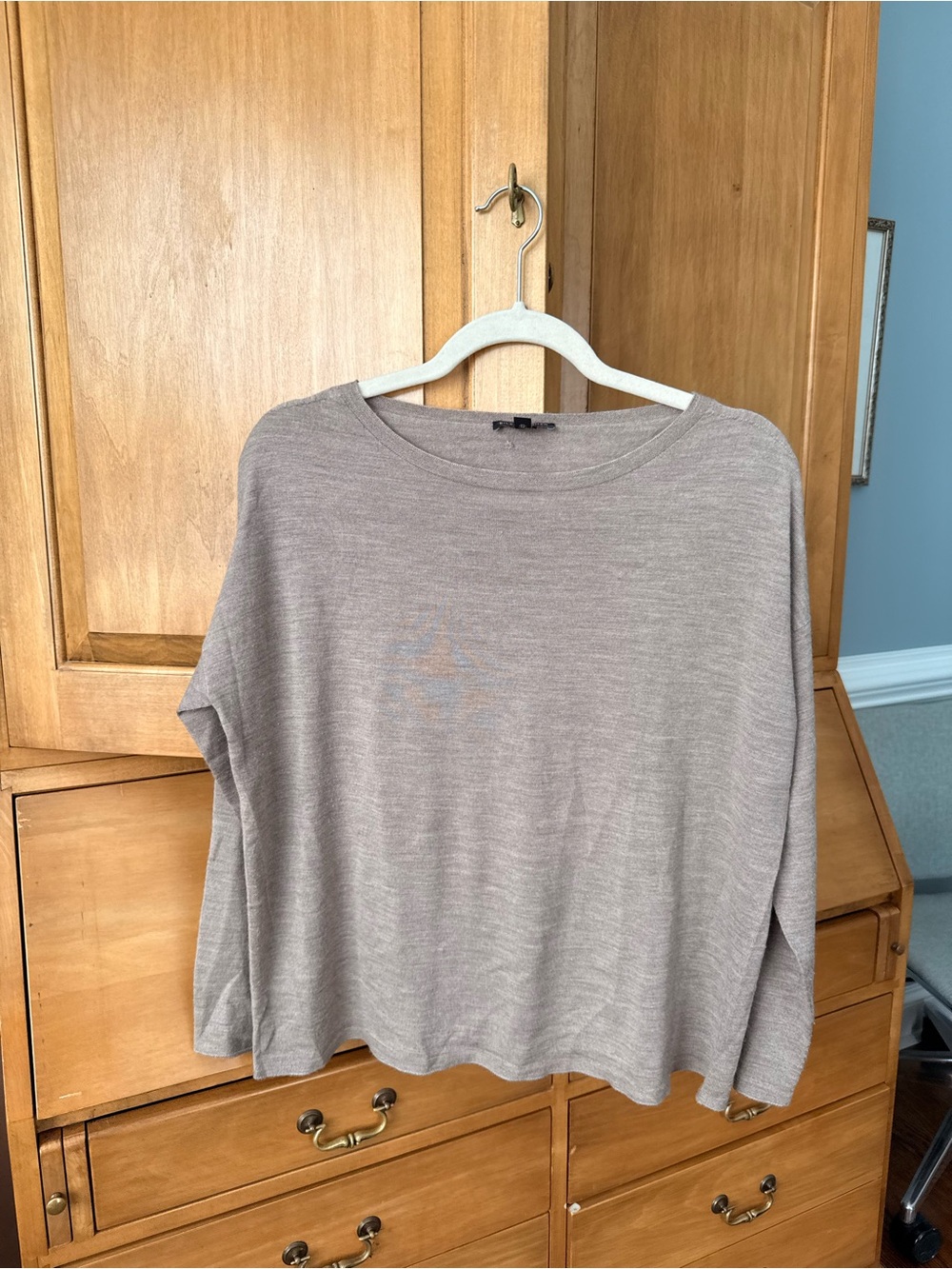 Eileen Fisher Taupe/Grey Boatneck Sweater Made in Italy S